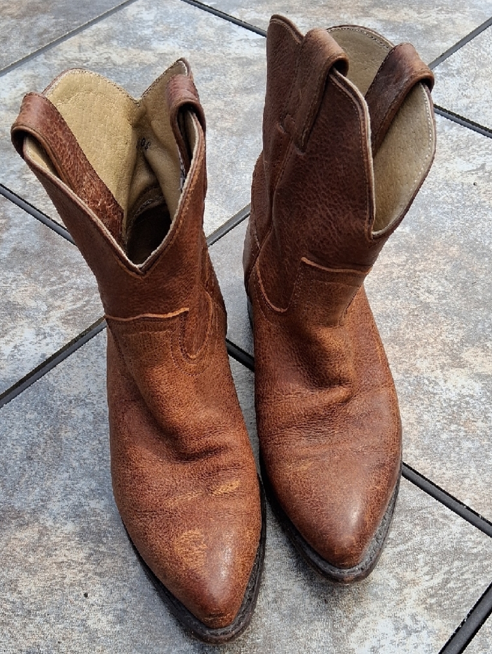 Frye Rustic Brown Leather Pull-On Ankle Boots - Picture 2 of 6